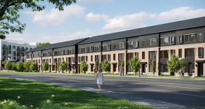 Sidewalk Front Streed Rainwater Townhomes