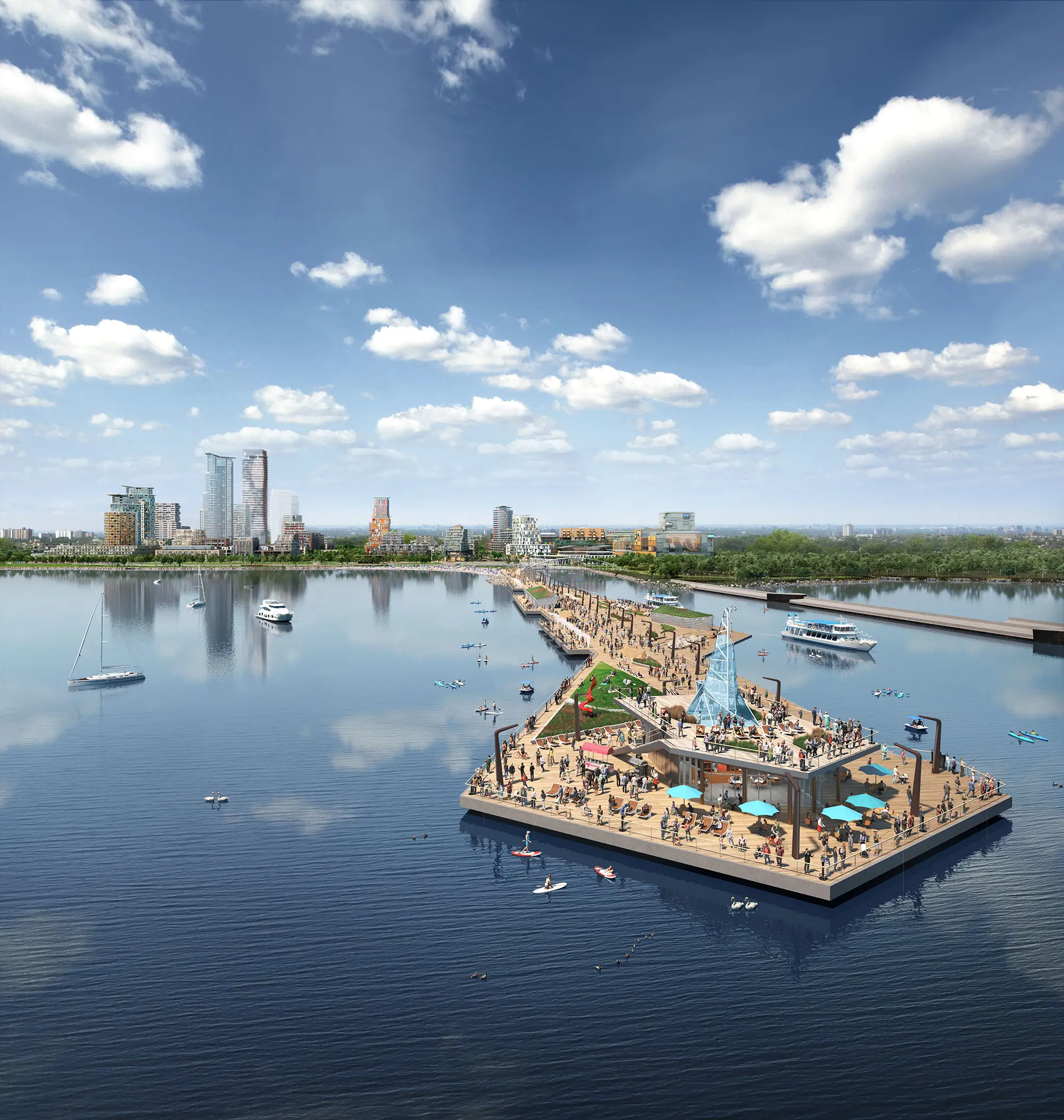Aquanova Lake view From Pier Near Construction with view of the lake, and the docks