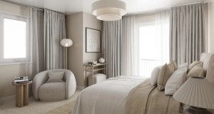 Nomi Townhomes Bedroom Version two with view to a cozy room with modern style