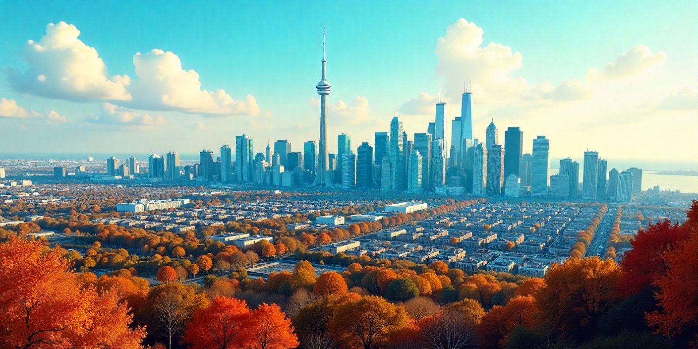 Toronto City Skyline with most of the city visible from a long distance