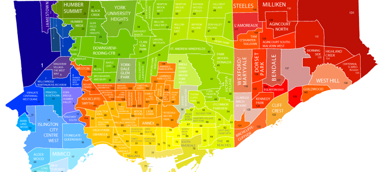Toronto Neighbourhoods maps displaying all areas of the city
