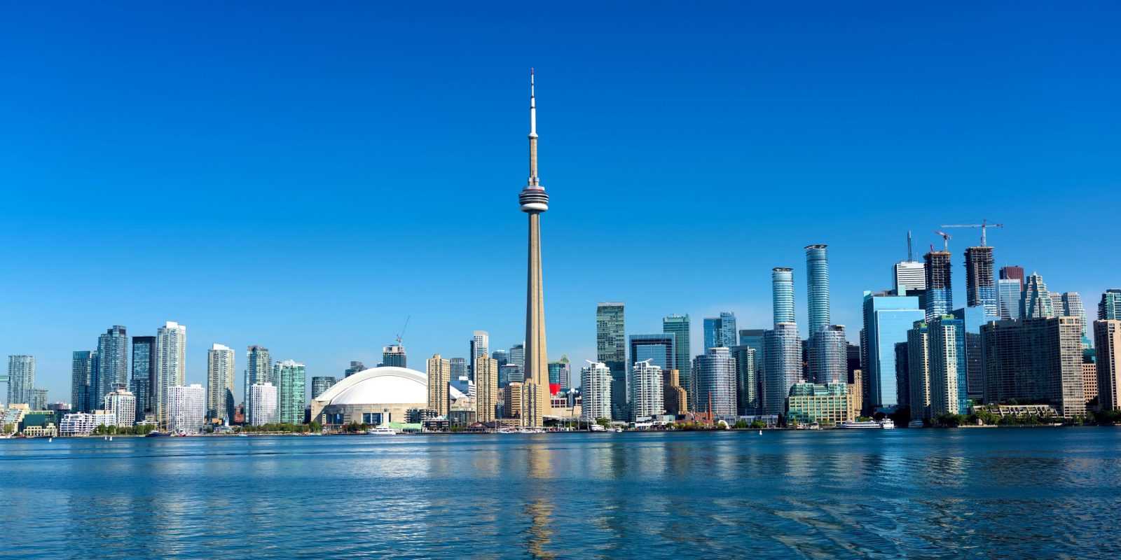 toronto city skyline ontario canada from ontario lake